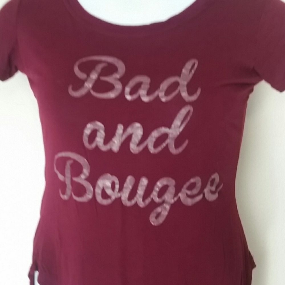 Tshirt Top short sleeve graphic print Bad & Bougee Y2k Short Sleeve Assymetric